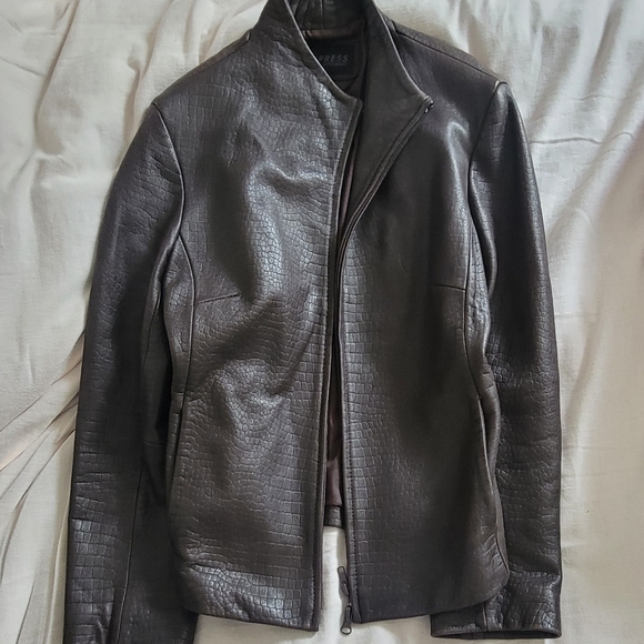 Croc Emboss Leather Jacket - Picture 5 of 6
